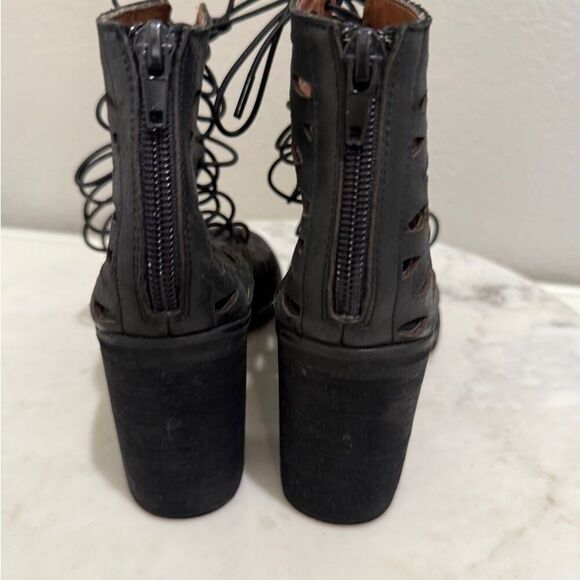 Jeffrey Campbell Shoes Womens Size 6.5 Boots Ibiza Black Laser Cut Leather - Picture 7 of 10